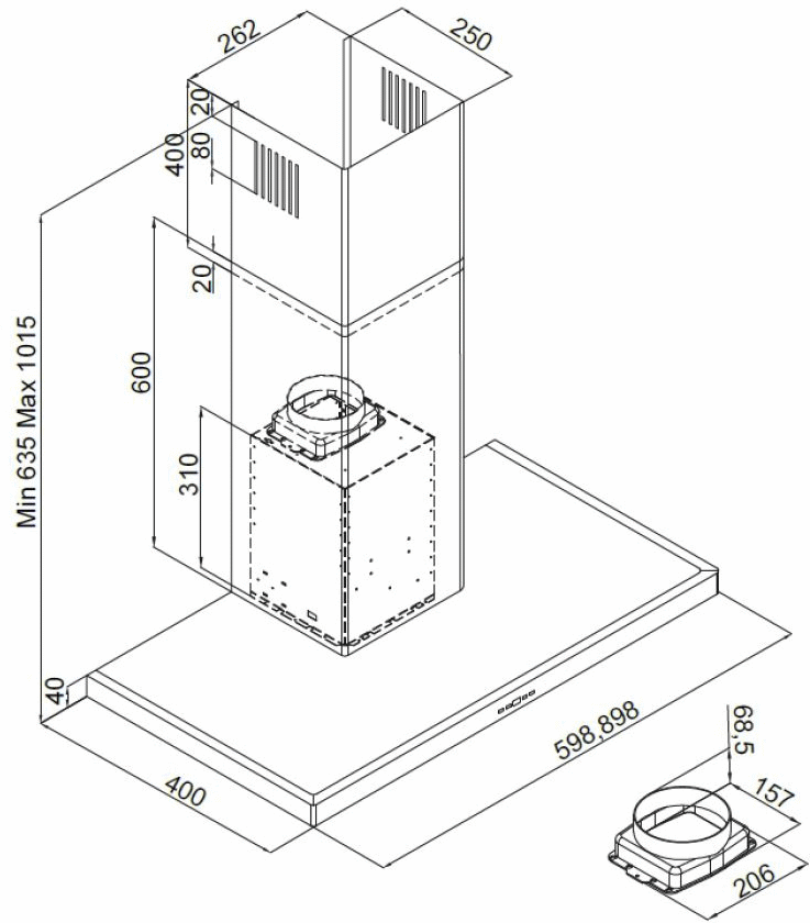 8414600100220 Silverline SL 3120-60 - Væghængt emhætte Hvidevarer,Emhætter,Vægmonterede emhætter 37900000750 SL 3120-60 RF