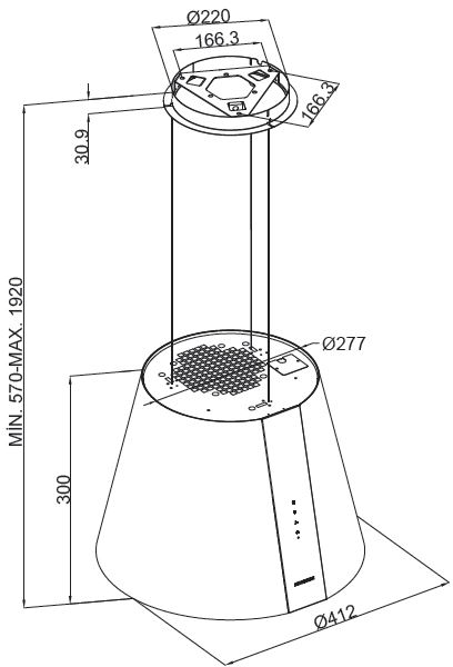 8699316338123 Silverline SM 4386-40 BL - Wirehængt emhætte Hvidevarer,Emhætter,Lampe emhætter 37900003050 SM 4386-40 BL