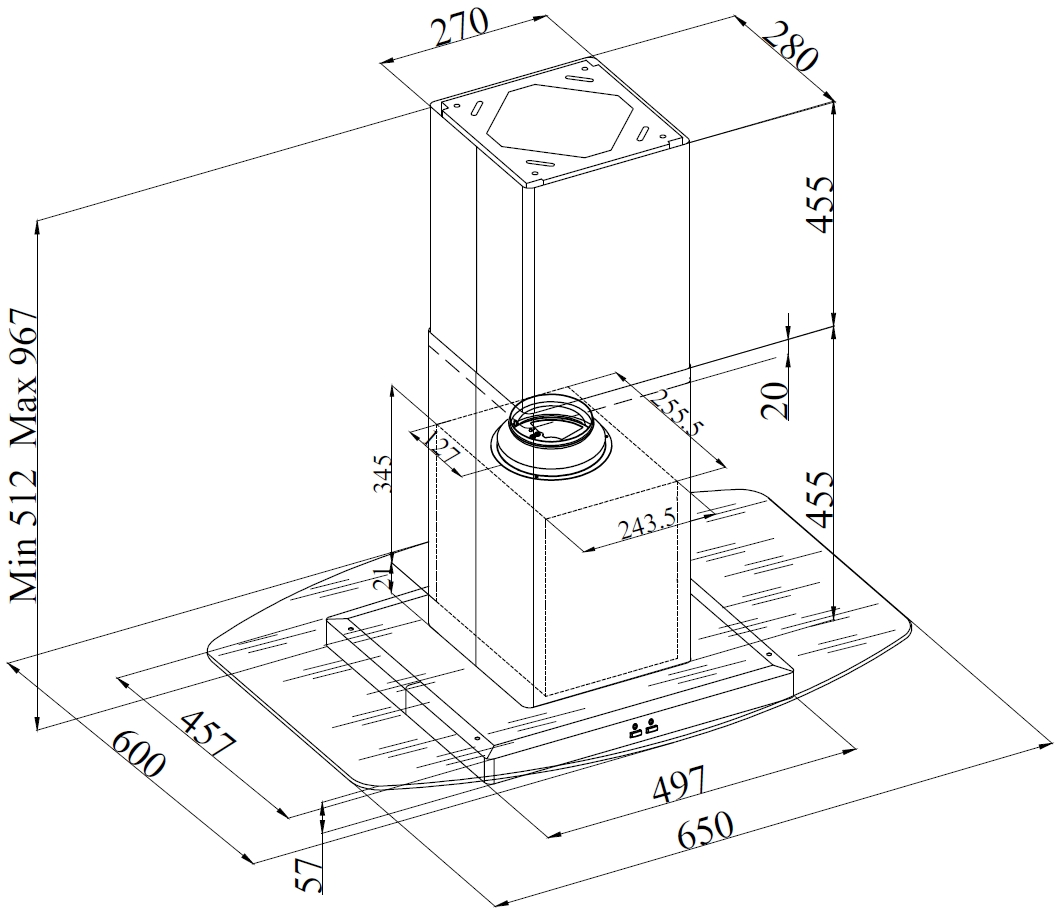 8699316340645 Silverline SC4240 Hugin - Frithængende emhætte 60 cm Hvidevarer,Emhætter,Frithængende emhætter 37900406450 SC4240 Hugin
