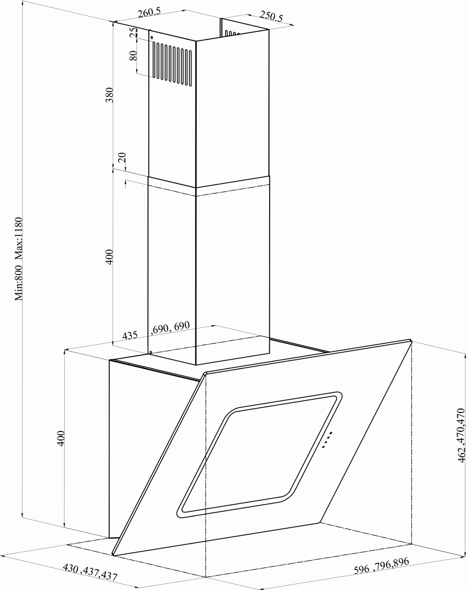 8699316342434 Silverline SL 3422-90 HV - Skråtstillet emhætte Hvidevarer,Emhætter,Skråtstillet emhætter 37900424340 SL 3422-90 HV
