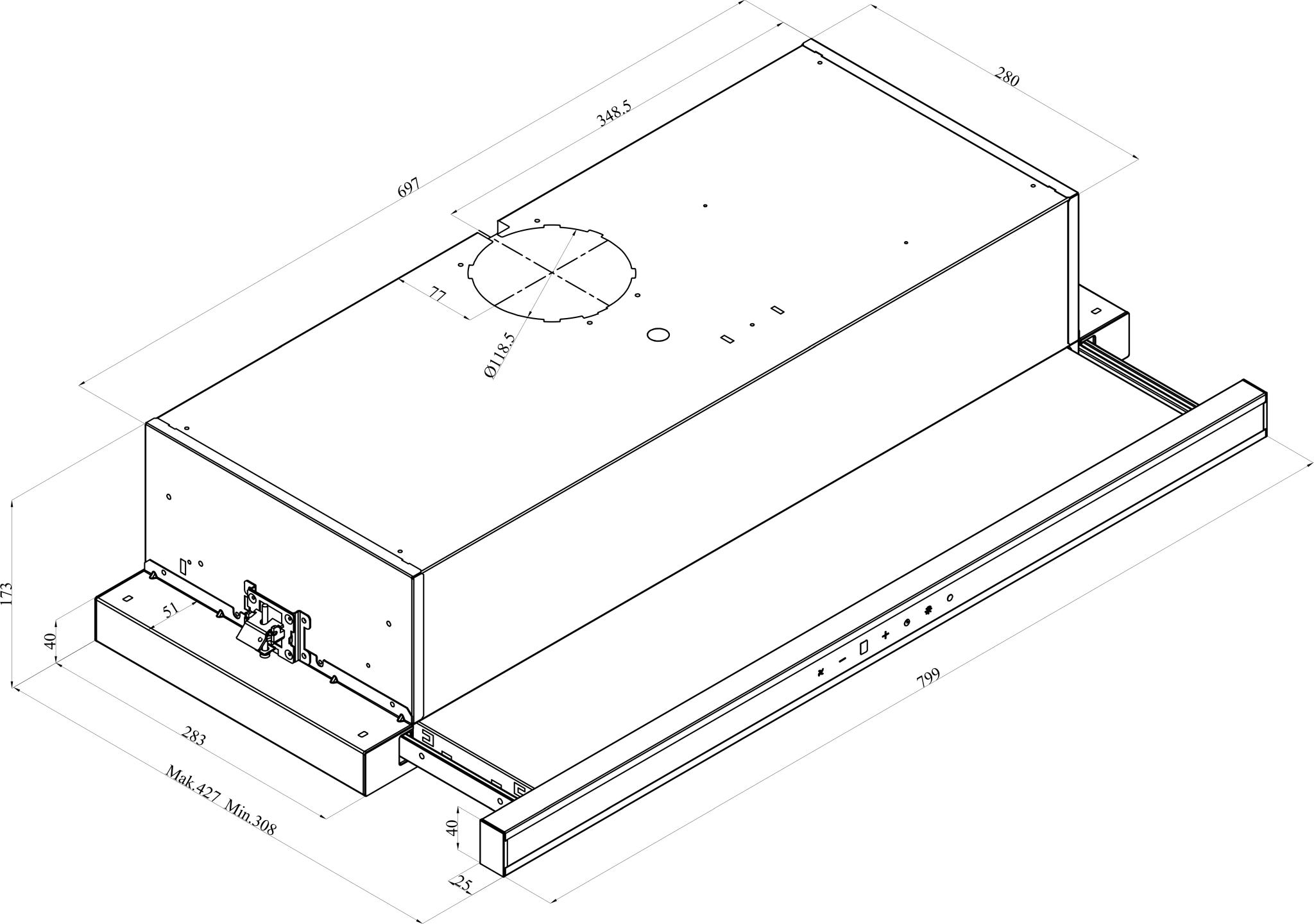 8699316342540 Silverline SM 1190-80 HV - Skabsintegreret emhætte Hvidevarer,Emhætter,Skabsintegrerede emhætter 37900002960 SM 1190-80 HV