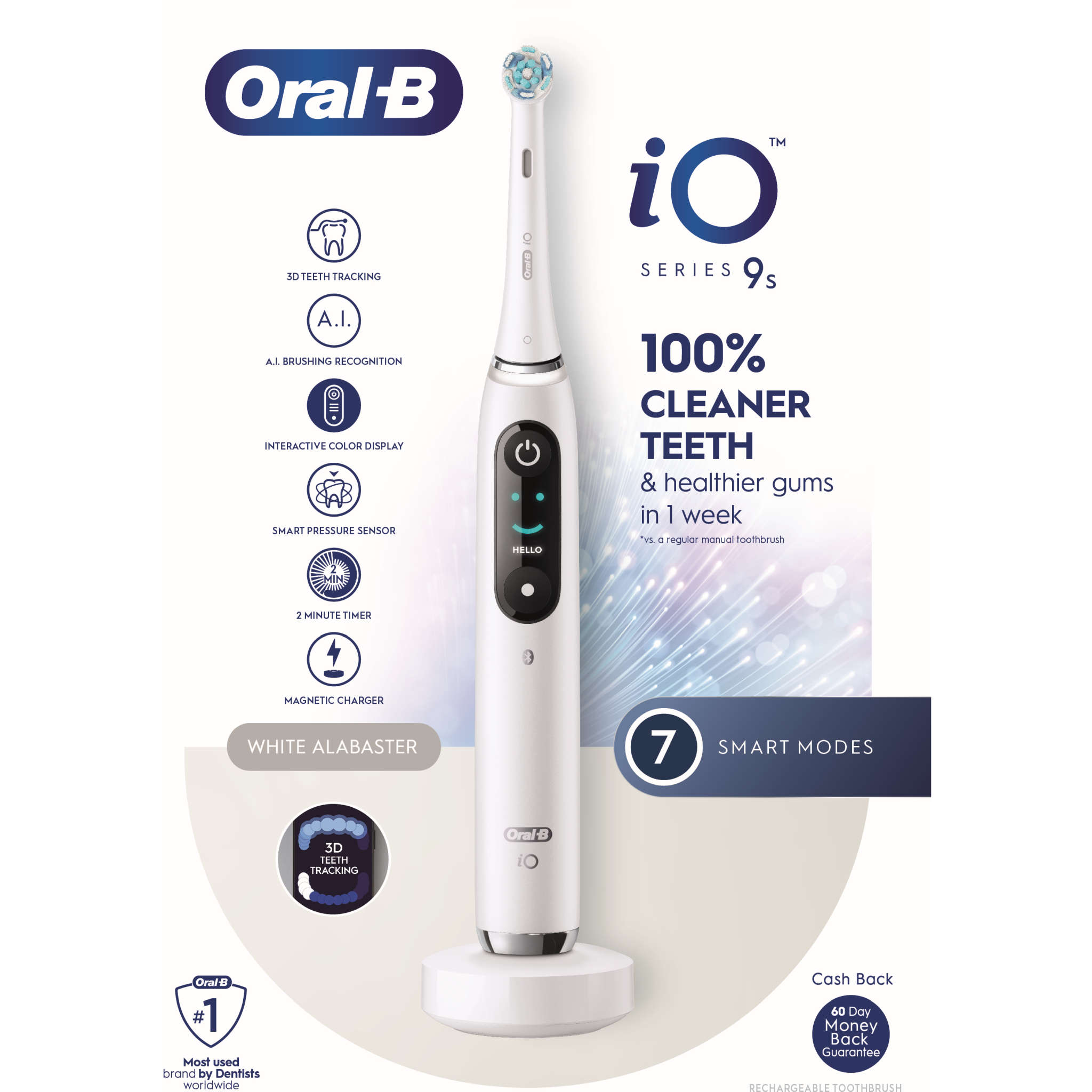 8700216387224 Oral-B iO9S White Alabaster el-tandbørste Personlig pleje,Tandpleje,El-tandbørster 2190016299 iO9S White Alabaster
