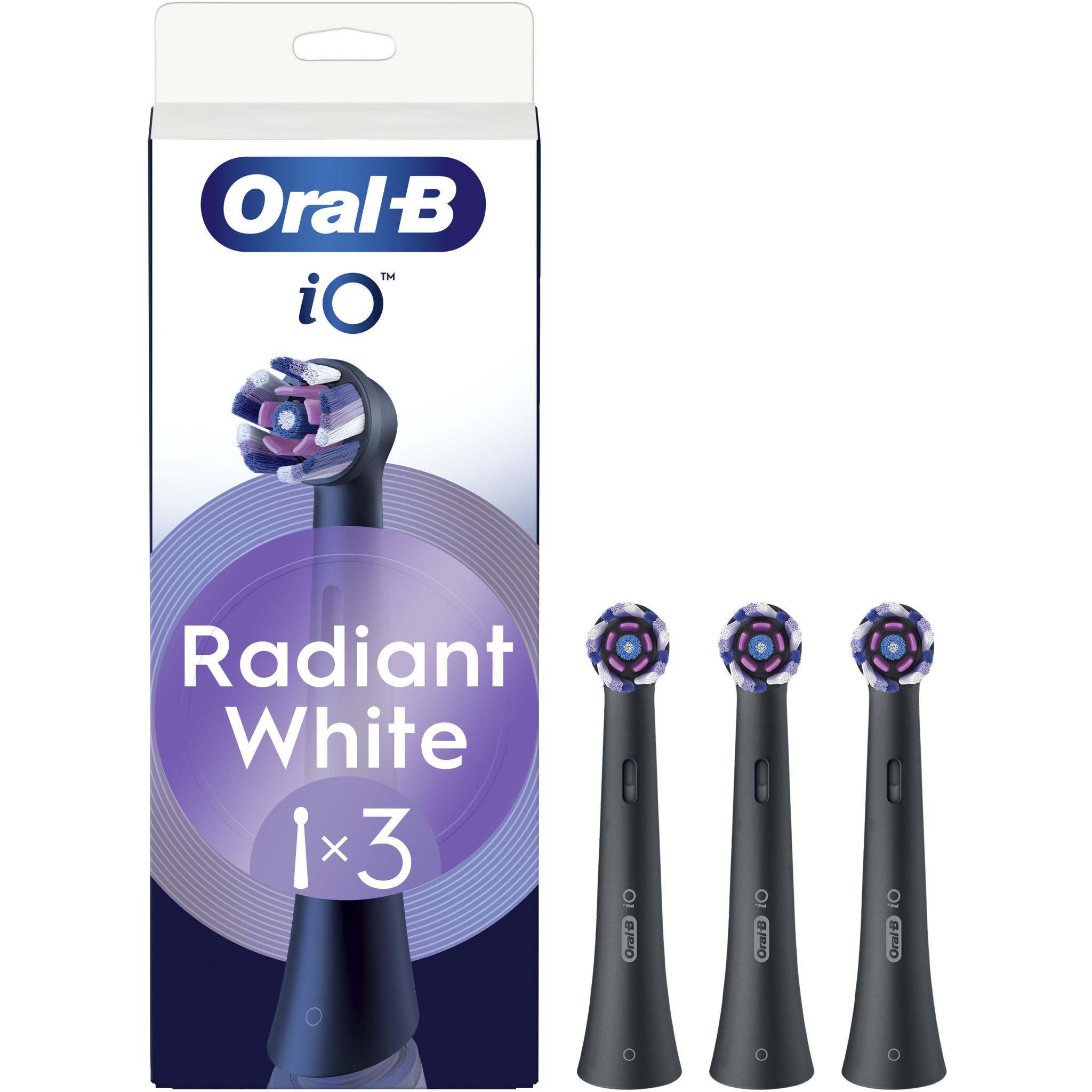 8700216457118 Oral-B Refill iO Radiant, white black 3-pak - Løse børster Personlig pleje,Tandpleje,Tilbehør til tandpleje 2190013943 Radiant White