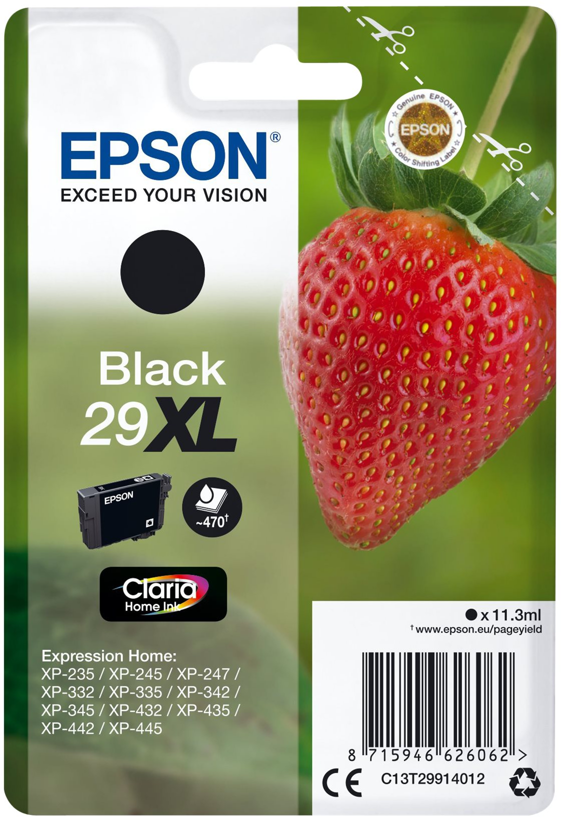 8715946626062 Epson Black Inkjet Cartridge No.29XL - Blækpatron Computer & IT,Printere & Scannere,Blæk & toner 14600001379 C13T29914012