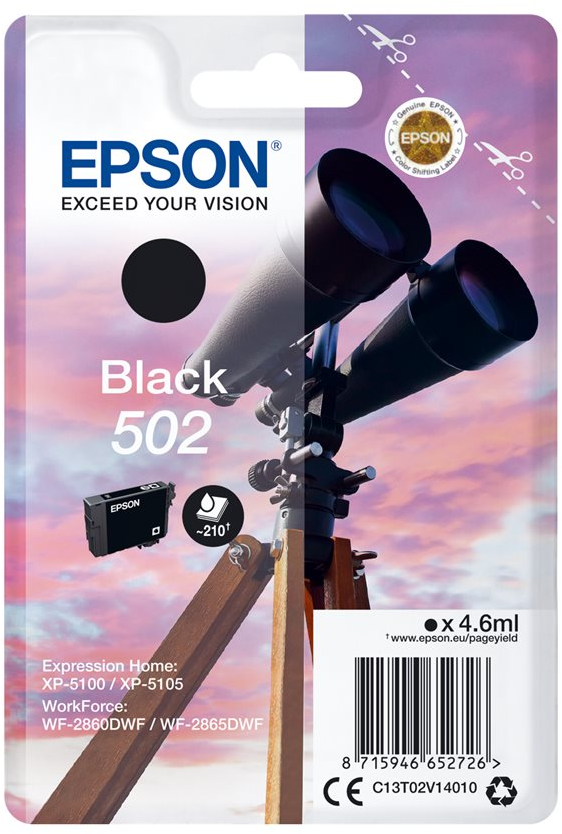 8715946652726 EPSON Singlepack Black 502 Ink - Blækpatron Computer & IT,Printere & Scannere,Blæk & toner 14600012500 C13T02V14010