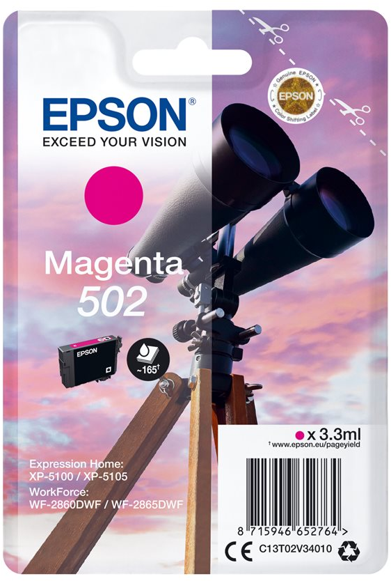 8715946652764 EPSON Singlepack Magenta 502 Ink - Blækpatron Computer & IT,Printere & Scannere,Blæk & toner 14600012520 C13T02V34010