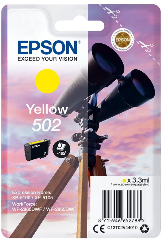 8715946652788 EPSON Singlepack Yellow 502 Ink - Blækpatron Computer & IT,Printere & Scannere,Blæk & toner 14600012530 C13T02V44010