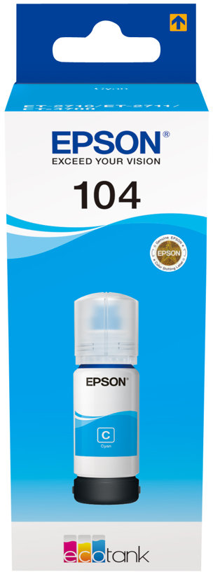 8715946655819 EPSON 104 EcoTank Cyan ink bottle (WE) - Blækflaske Computer & IT,Printere & Scannere,Blæk & toner 14600012550 C13T00P240