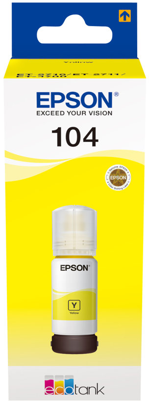 8715946655833 EPSON 104 EcoTank Yellow ink bottle (WE) - Blækflaske Computer & IT,Printere & Scannere,Blæk & toner 14600012570 C13T00P440