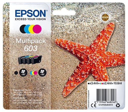 8715946668246 EPSON Multipack 4-colours 603 Ink - Blækpatroner Computer & IT,Printere & Scannere,Blæk & toner 14600012490 C13T03U64010