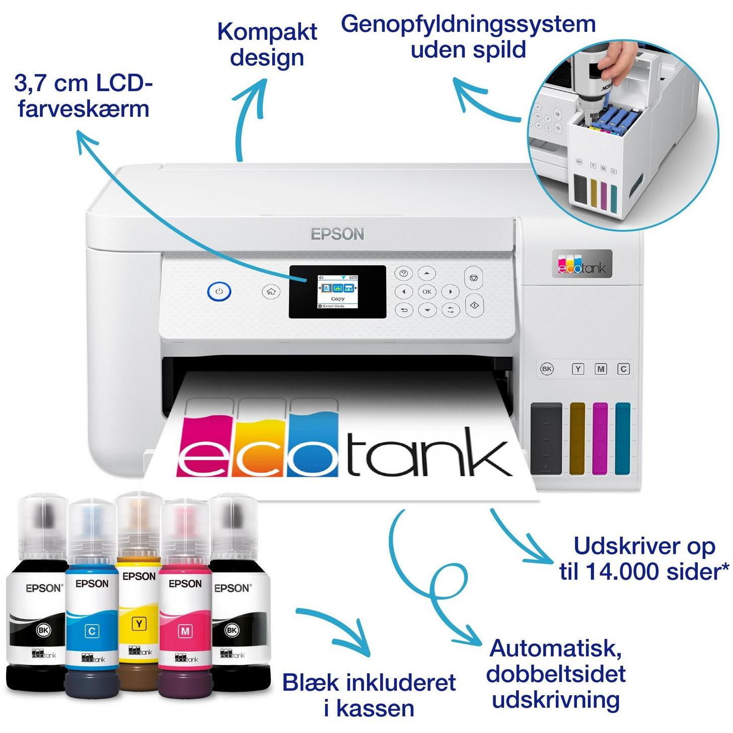 8715946686387 Epson EcoTank ET-2856 - A4-multifunktionsprinter Computer & IT,Printere & Scannere,Inkjet printere 27000000130 ET-2856
