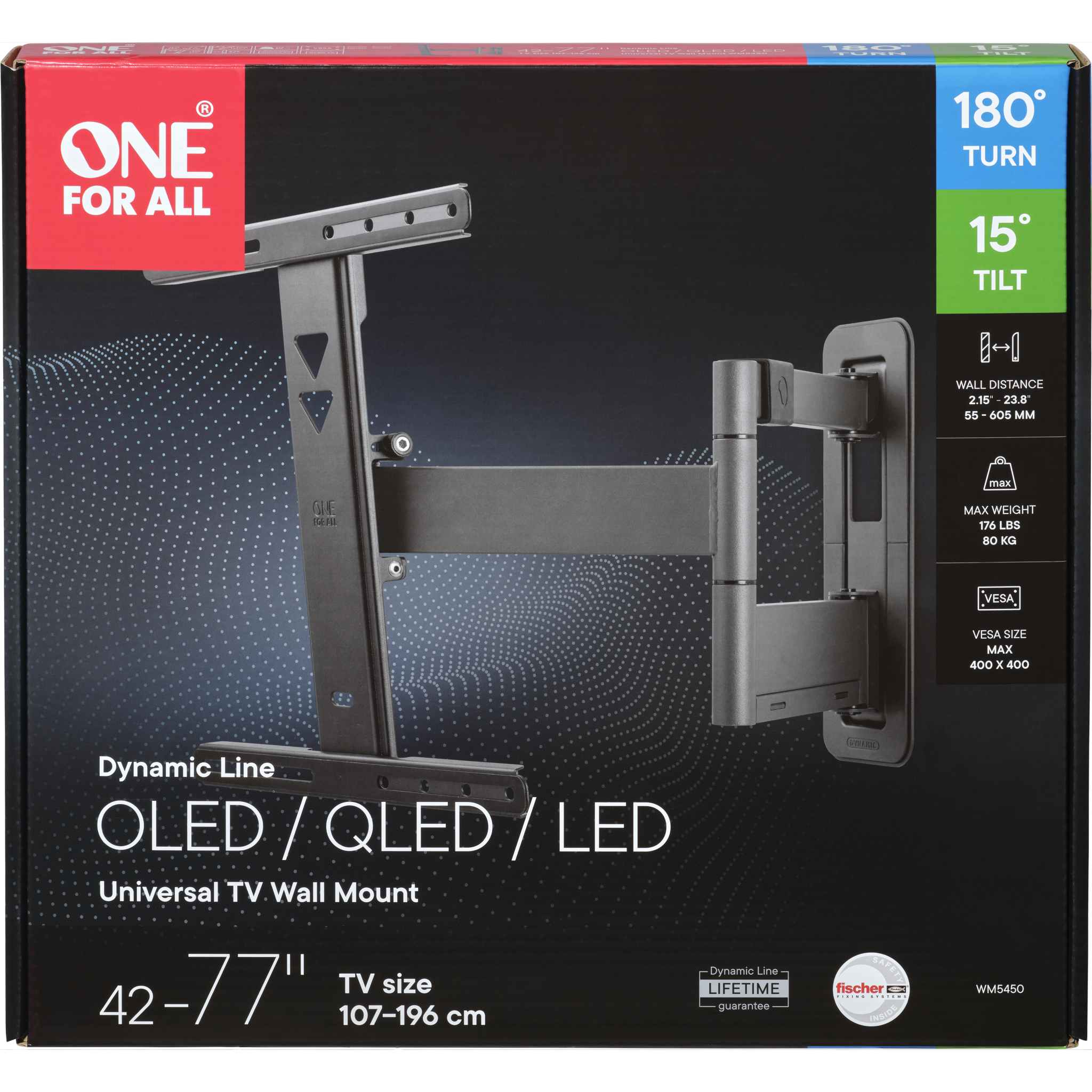 8716184073298 One For All WM5450 Dynamic Swivel vægbeslag TV & HIFI,TV,Vægbeslag 74600011270 WM5450