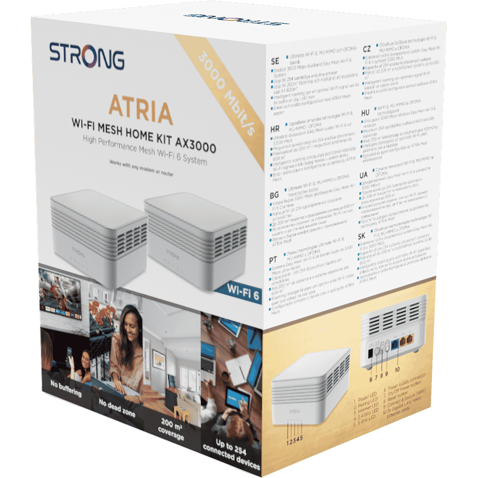 9120072373985 Strong Mesh 3000 Home Kit - 200m2, 802.11ax Wi-Fi6, MU-MIMO Computer & IT,Netværk,Routere 20500246410 MESH3000-2