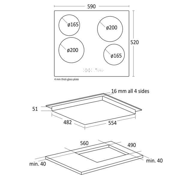 Scandomestic K 61 - Glaskeramisk kogeplade