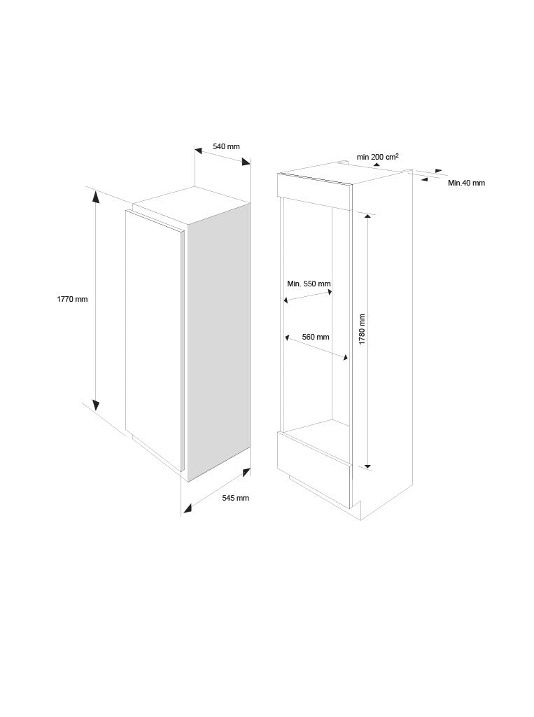 Gram KSI 501755 - Integrerbart køleskab