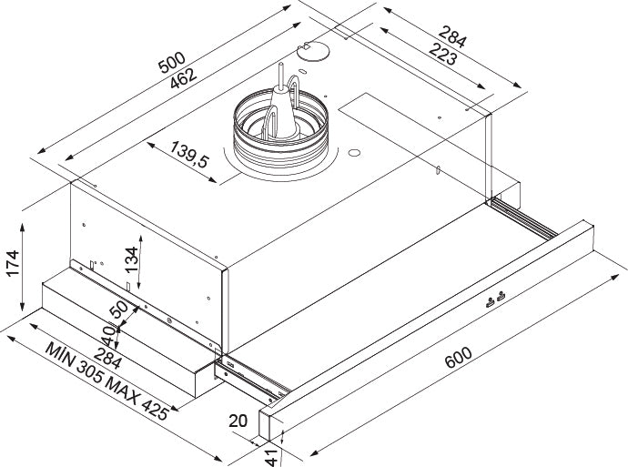 Silverline SL 1151 C - Emhætter til centralventilation