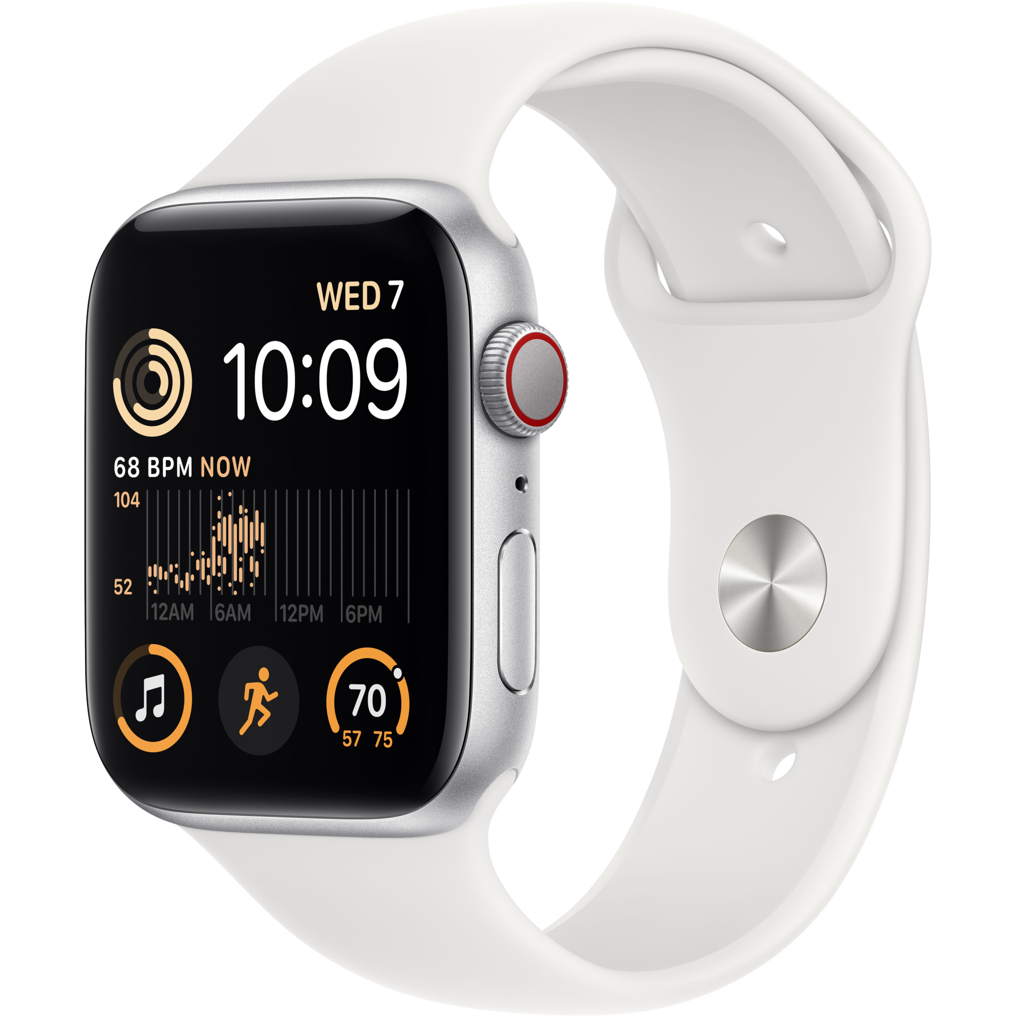 Apple Watch SE 2022 GPS + Cell, 44mm Silver Alu. Case/White