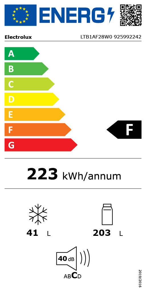 Electrolux LTB1AE28W0 - Fritstående kølefryseskab