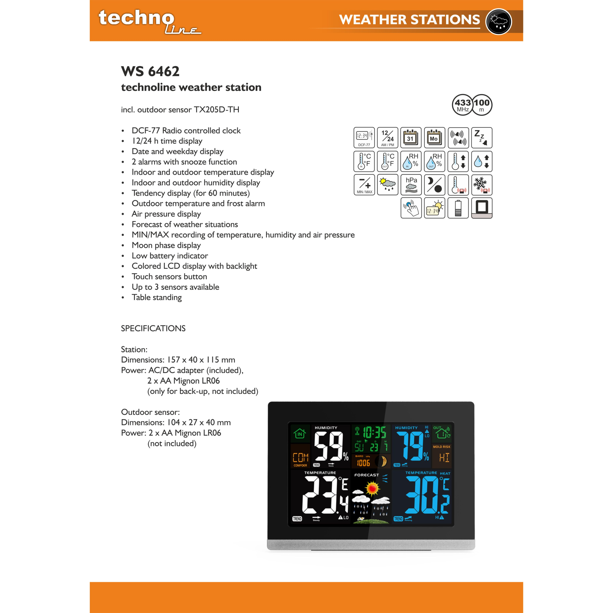 4029665064628 Technoline WS 6462 - Digital Vejrstation Hus & Have,Smart Home,Vejrstationer 19200001980 WS 6462