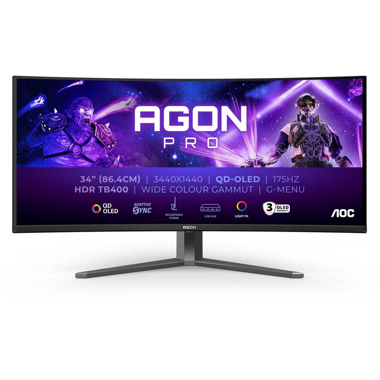 4038986112444 AOC 34'' Curved QD-OLED, 175 Hz, AG346UCD - Gaming skærm Computer & IT,Gaming,Gaming skærme 2190011861 AG346UCD