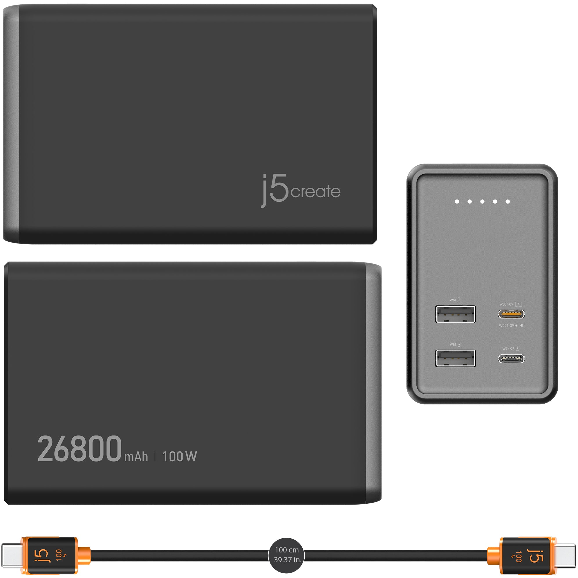 4712795088670 J5 Create 26800MAH PD 100W 4-port Power Bank Computer & IT,Tilbehør computer & IT,Diverse 28900000090 JPB264100-N