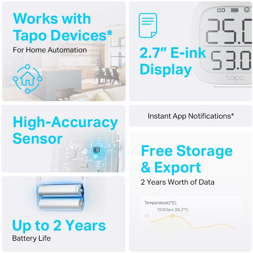 4897098682401 TP-Link Tapo T315 Temperatur- og luftfugtighedsmåler Hus & Have,Smart Home,Alarm & overvågning 2190016146 T315