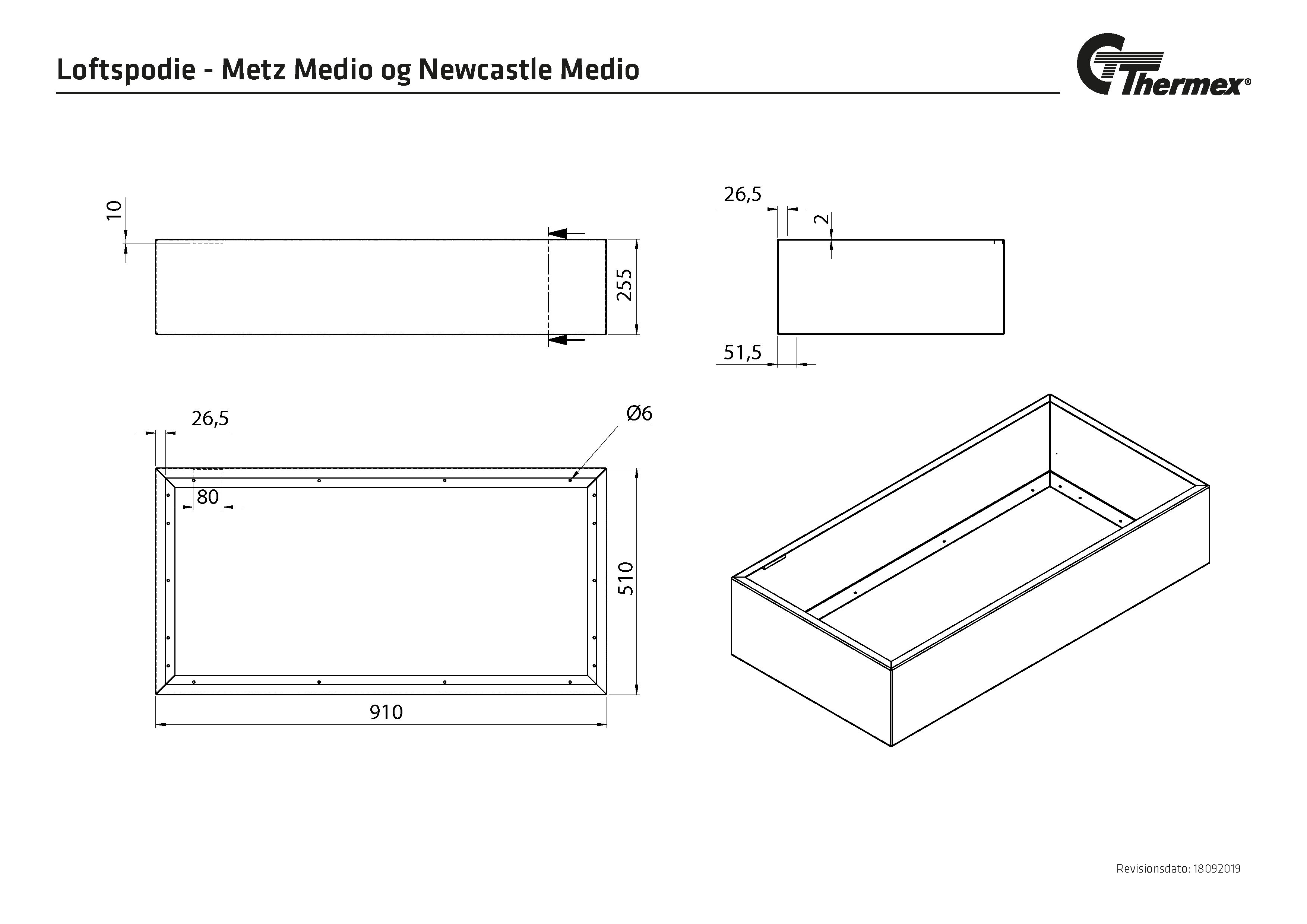 Thermex 500.00.3070.0 - Loftpodie Hvid til Integrata 900 for