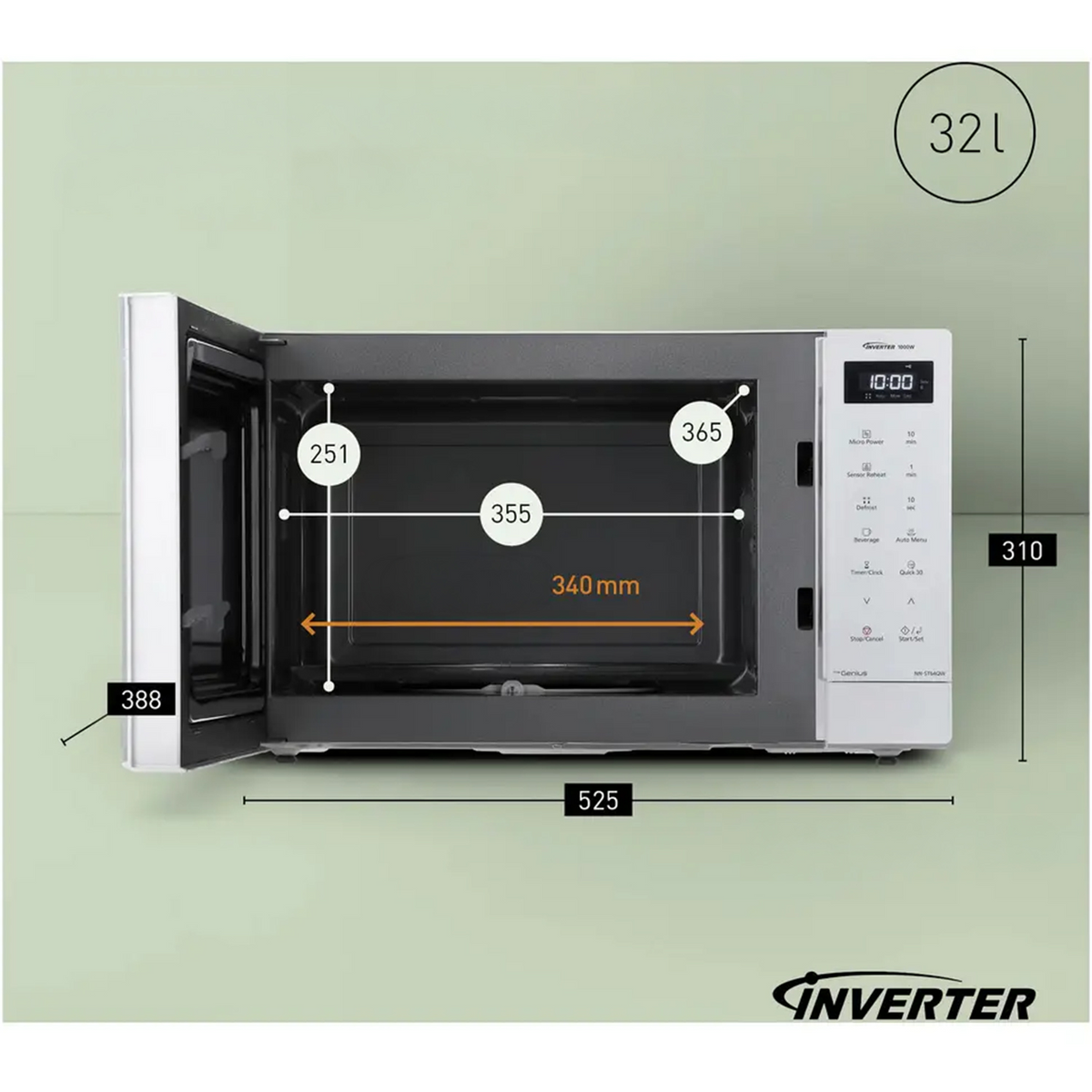 5025232982486 Panasonic NN-ST64QWEPG mikroovn hvid Hvidevarer,Ovne,Mikroovne 39500000330 NN-ST64QWEPG