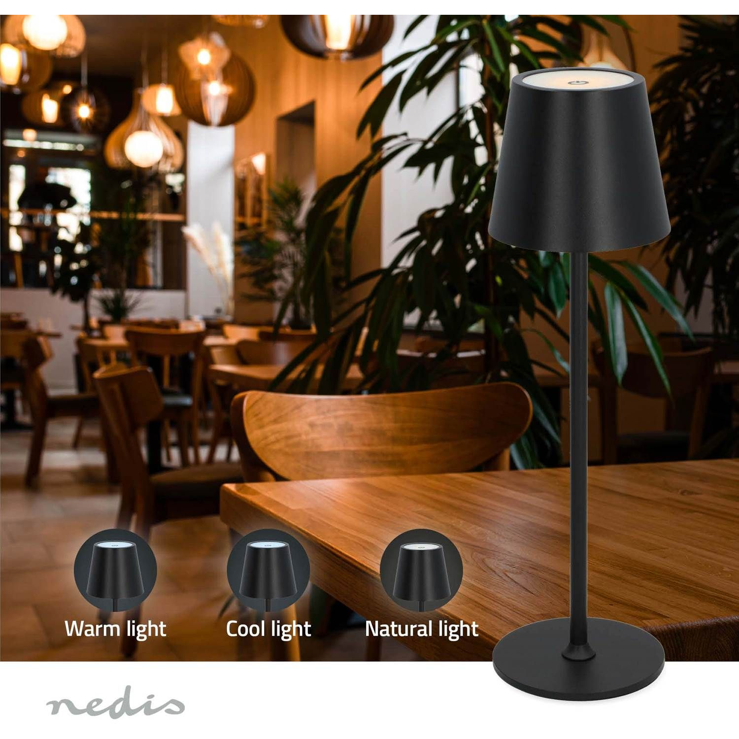 5412810453016 Nedis sort portable bordlampe Lamper,Bordlamper,Bordlamper 2190013201 150445