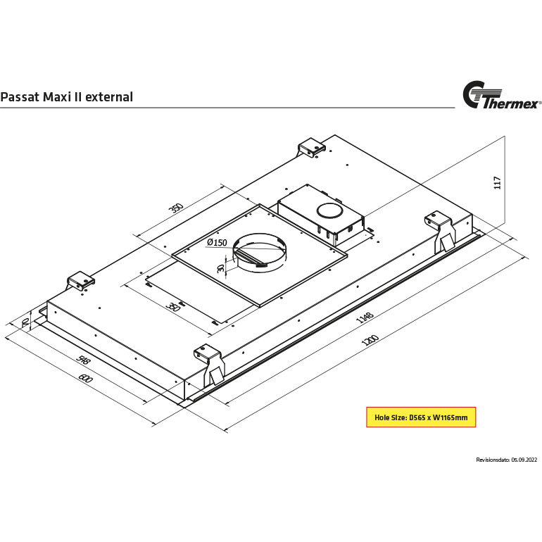 Thermex 423.46.6261.0 Passat II - Loftsintegreret emhætte