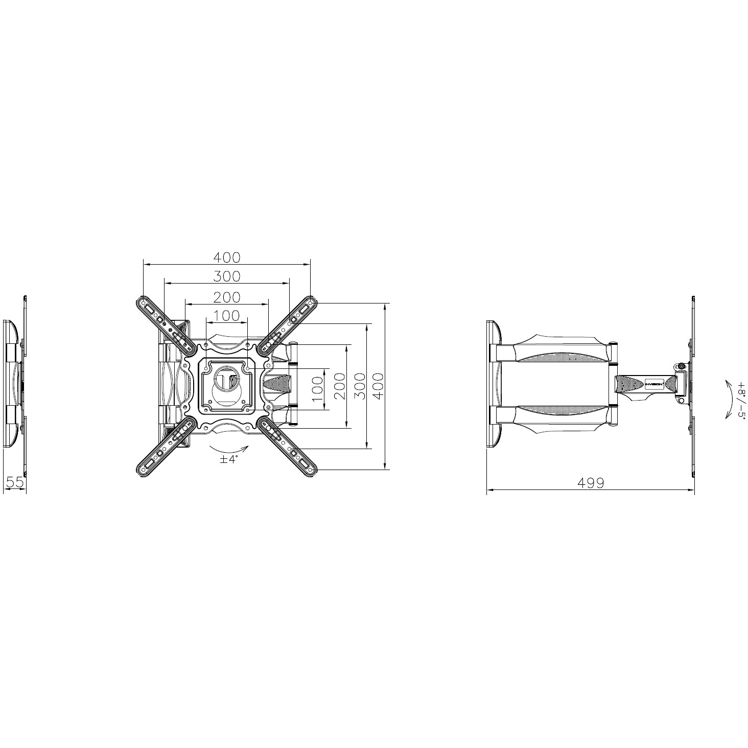 5705656686602 Harmony DB142 vægbeslag med udtræk og tilt TV & HIFI,TV,Vægbeslag 27100000420 668660L