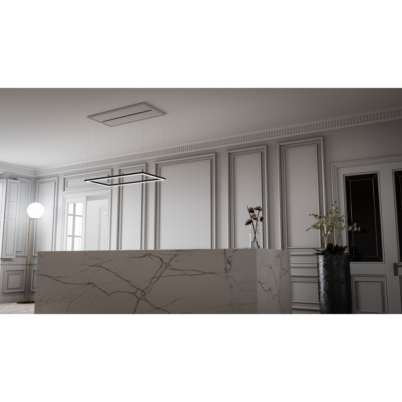 Witt Marble Matte Black - Loftintegreret emhætte med lampe