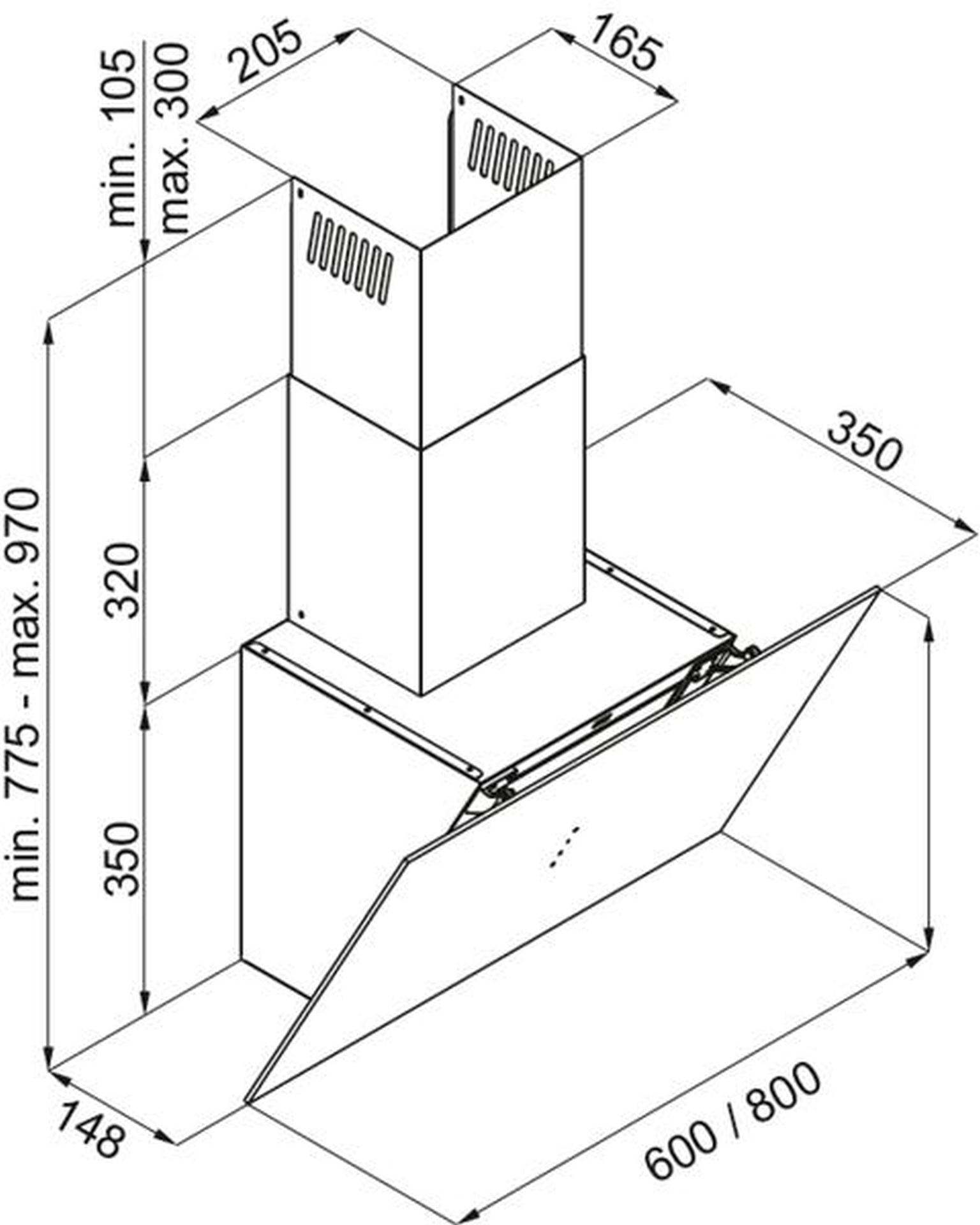 5707582989598 Witt Flow 60 B - Skråtstillet emhætte Hvidevarer,Emhætter,Skråtstillet emhætter 35000008370 Flow 60 B