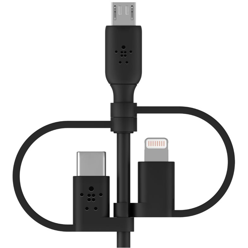 Belkin 3-in-1 Cable - USB-A til Lightning/Micro-USB/USB-C -