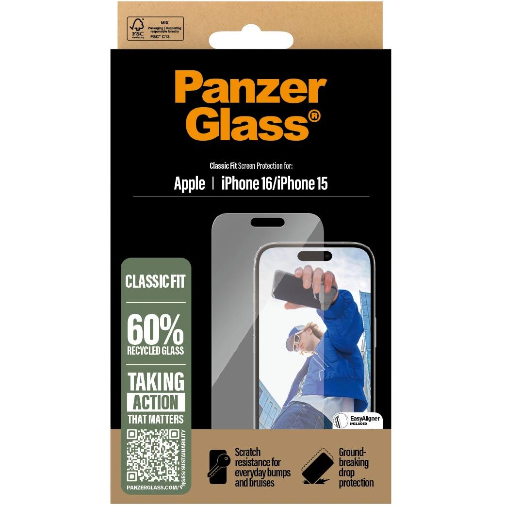 5712764047560 PanzerGlass Screen Protector iPhone 16 - Classic Fit - Skærm Telefon & GPS,Tilbehør mobiltelefoner,Tilbehør til iPhone 16800026170 2873