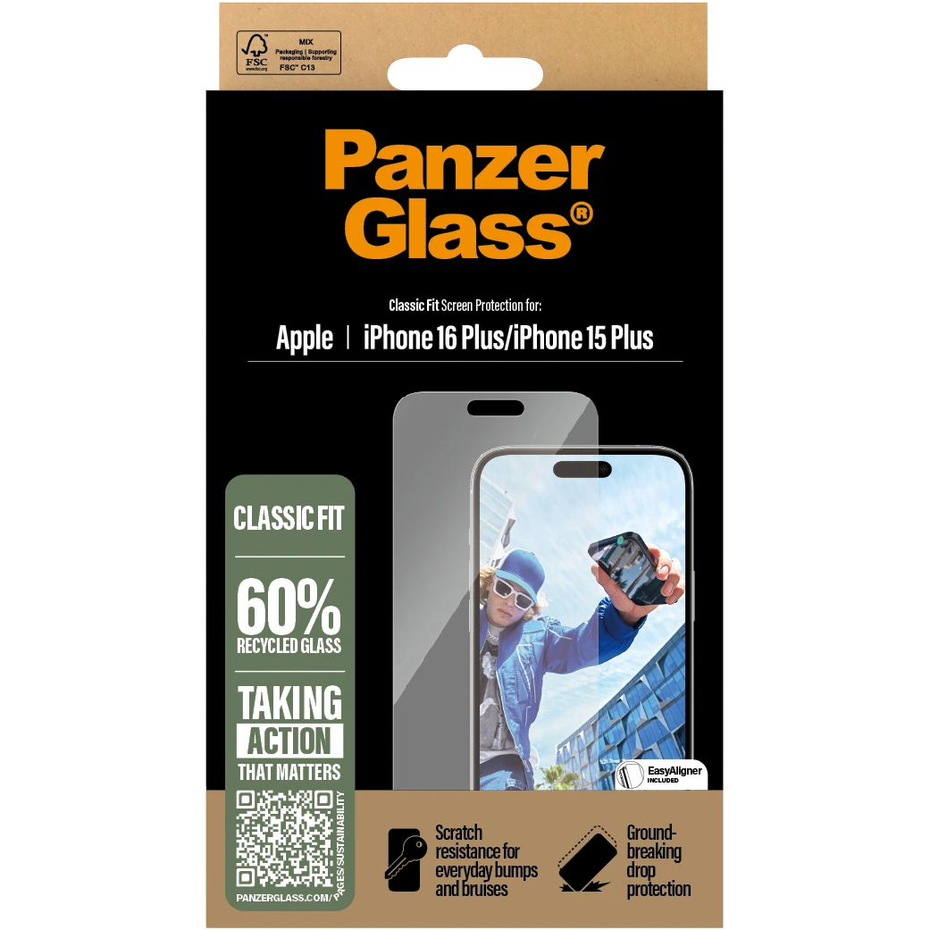 5712764047584 PanzerGlass Screen Protector iPhone 16 Plus - Classic Fit -  Telefon & GPS,Tilbehør mobiltelefoner,Tilbehør til iPhone 16800026190 2875