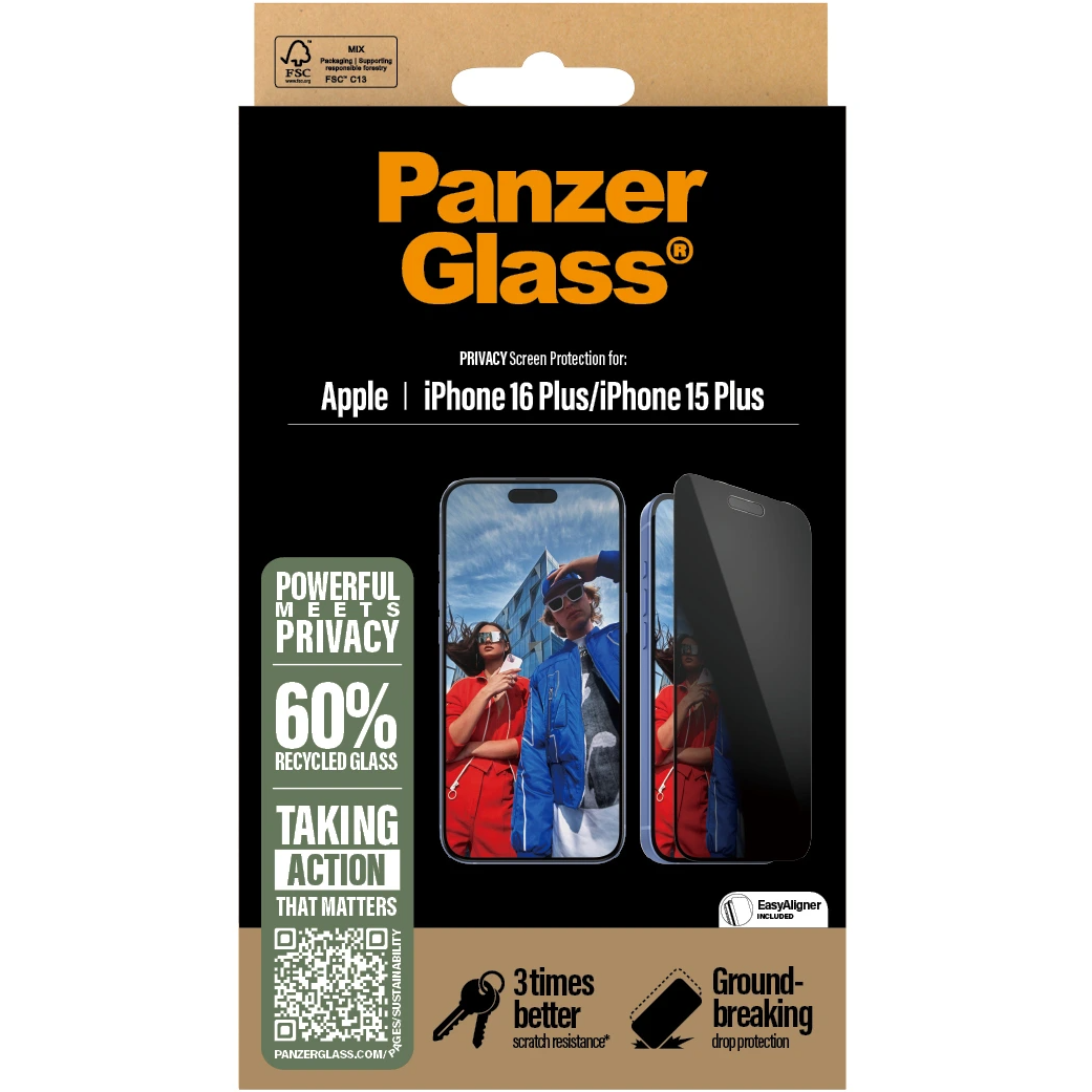 5712764047591 PanzerGlass Privacy Screen Protector iPhone 16 Plus - Ultra- Telefon & GPS,Tilbehør mobiltelefoner,Tilbehør til iPhone 16800026200 P2863