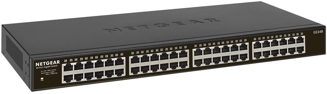 606449120219 Netgear 48PT GIGE UNMANAGED RACKMOUNT SWCH Computer & IT,Netværk,Diverse netværk 20500240528 GS348-100EUS