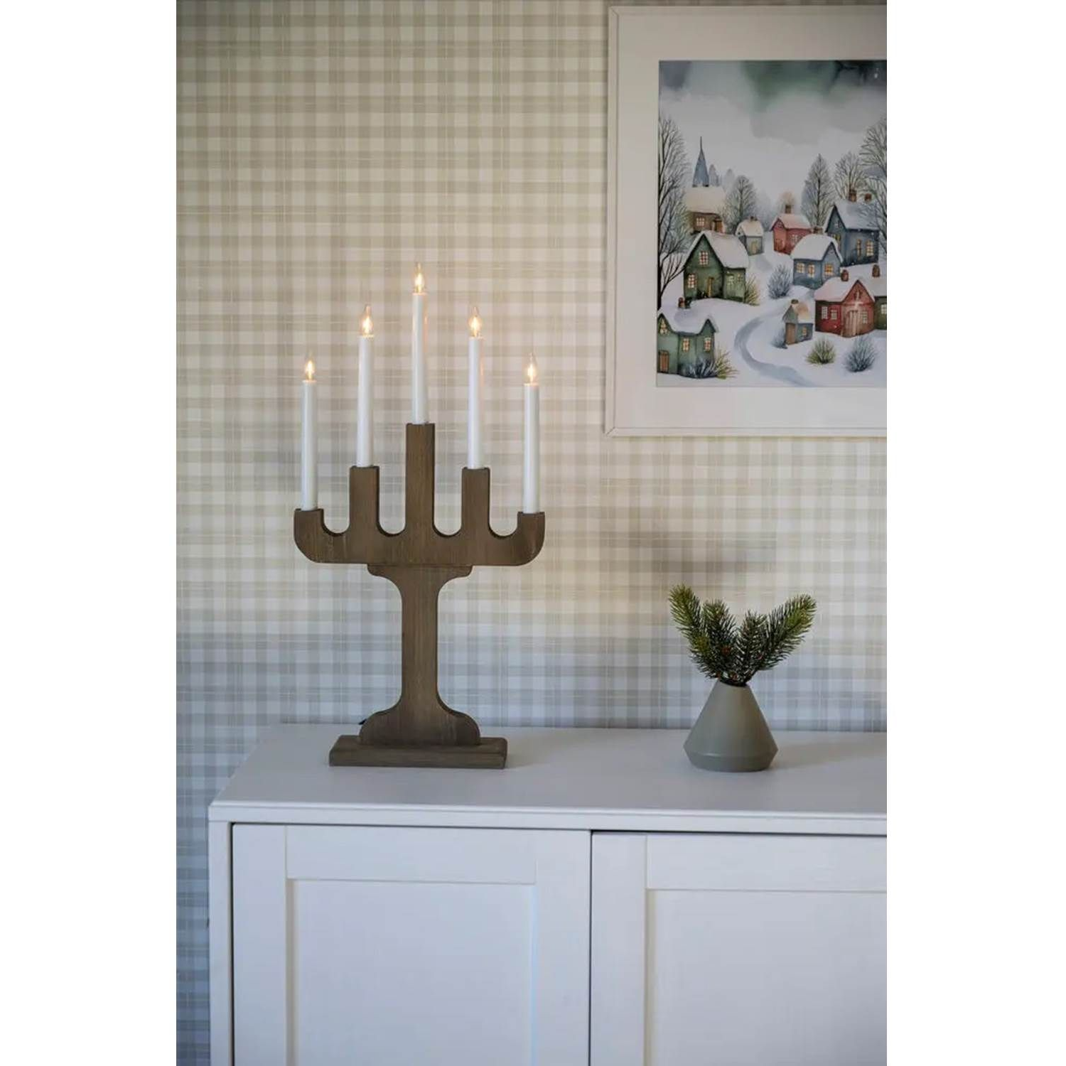 7318300027270 Konstsmide 5 arm valnød adventsstage Lamper,Julebelysning,Julebelysning 2190012590 149796