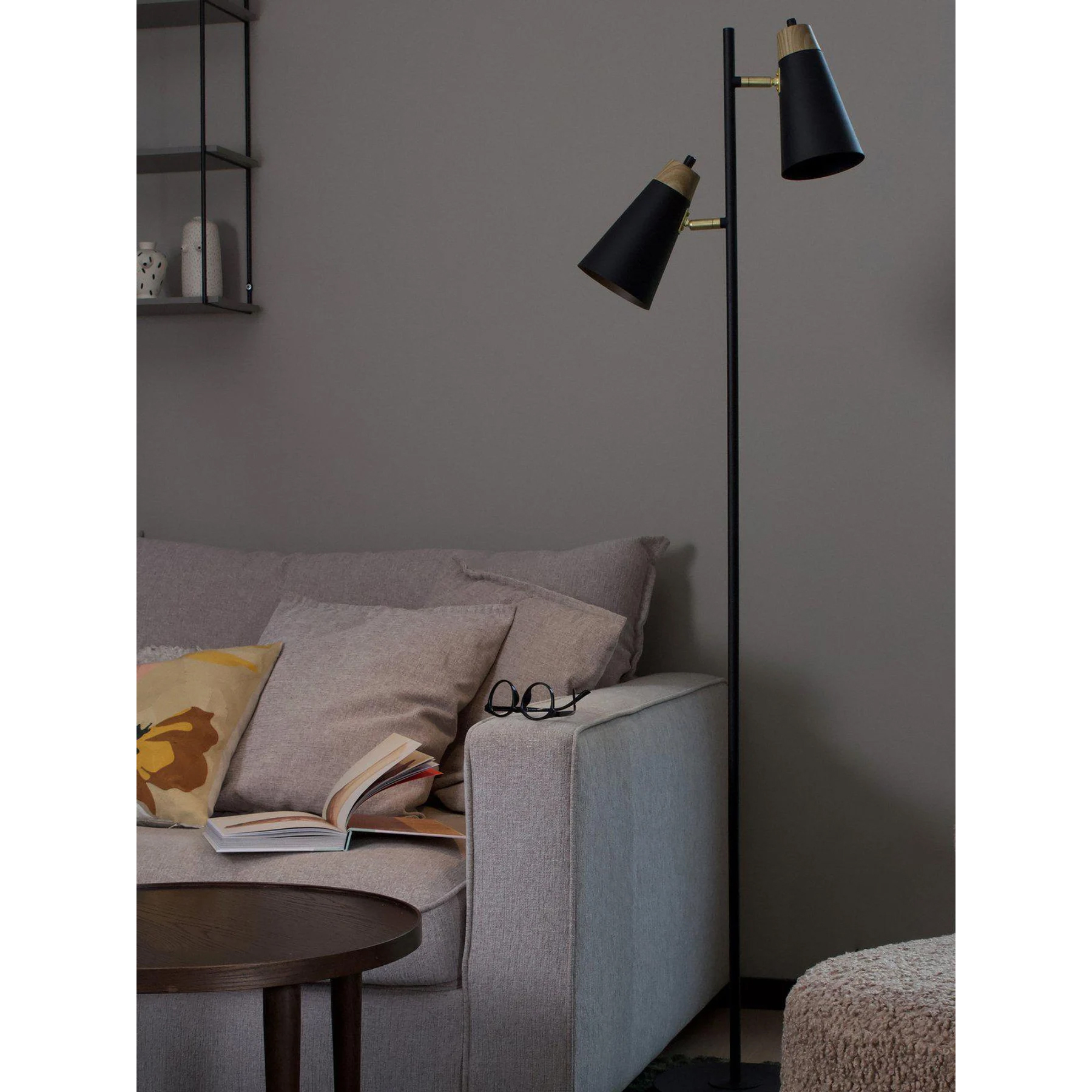 7330976147076 PR Home Vienna 2-arm sort gulvlampe Lamper,Gulvlamper,Gulvlamper 2190014955 Vienna