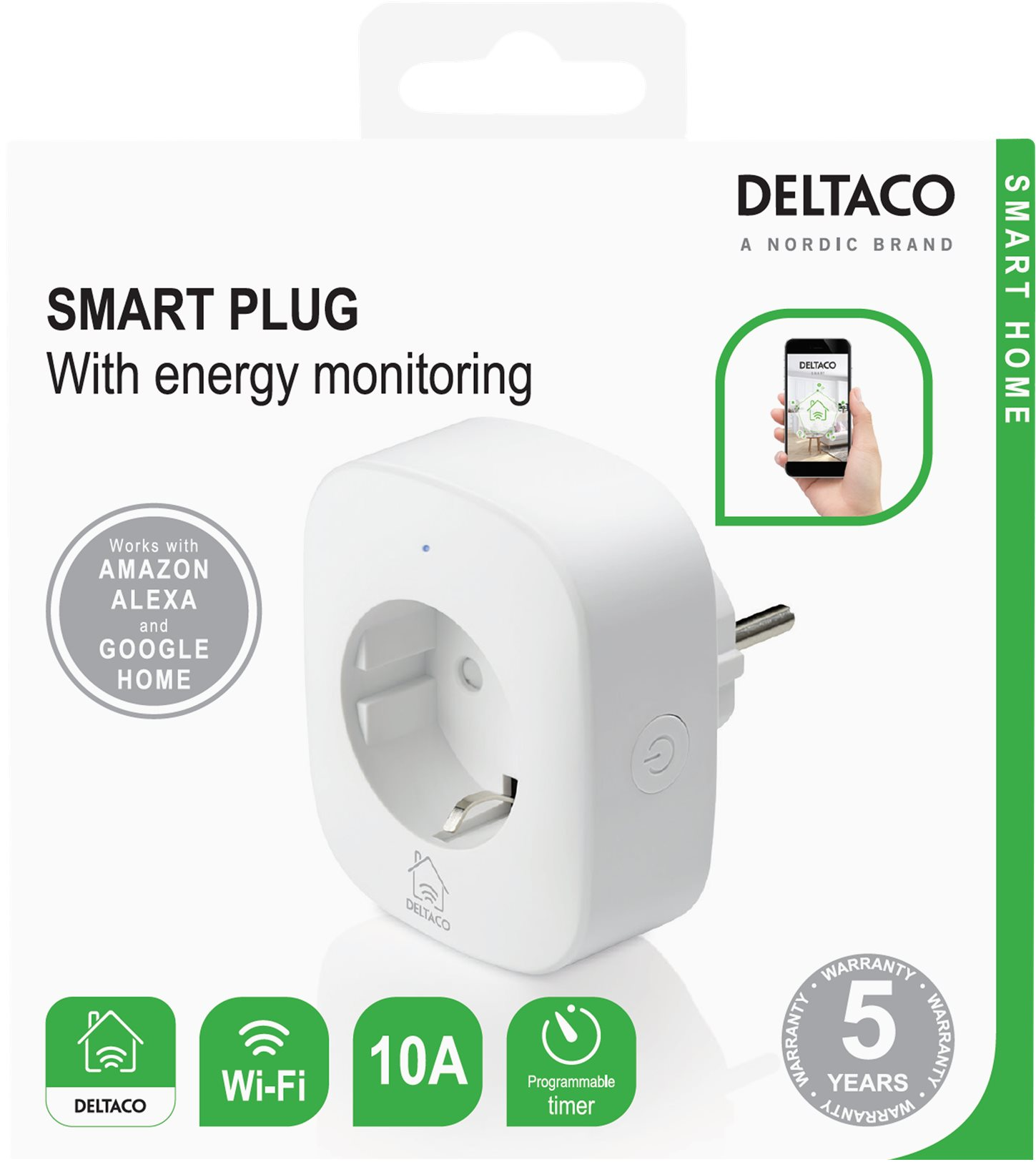 7333048041951 Deltaco SH-P01E Smart Home plug with energy monitoring Hus & Have,Smart Home,Strømstyring 74600011770 SH-P01E