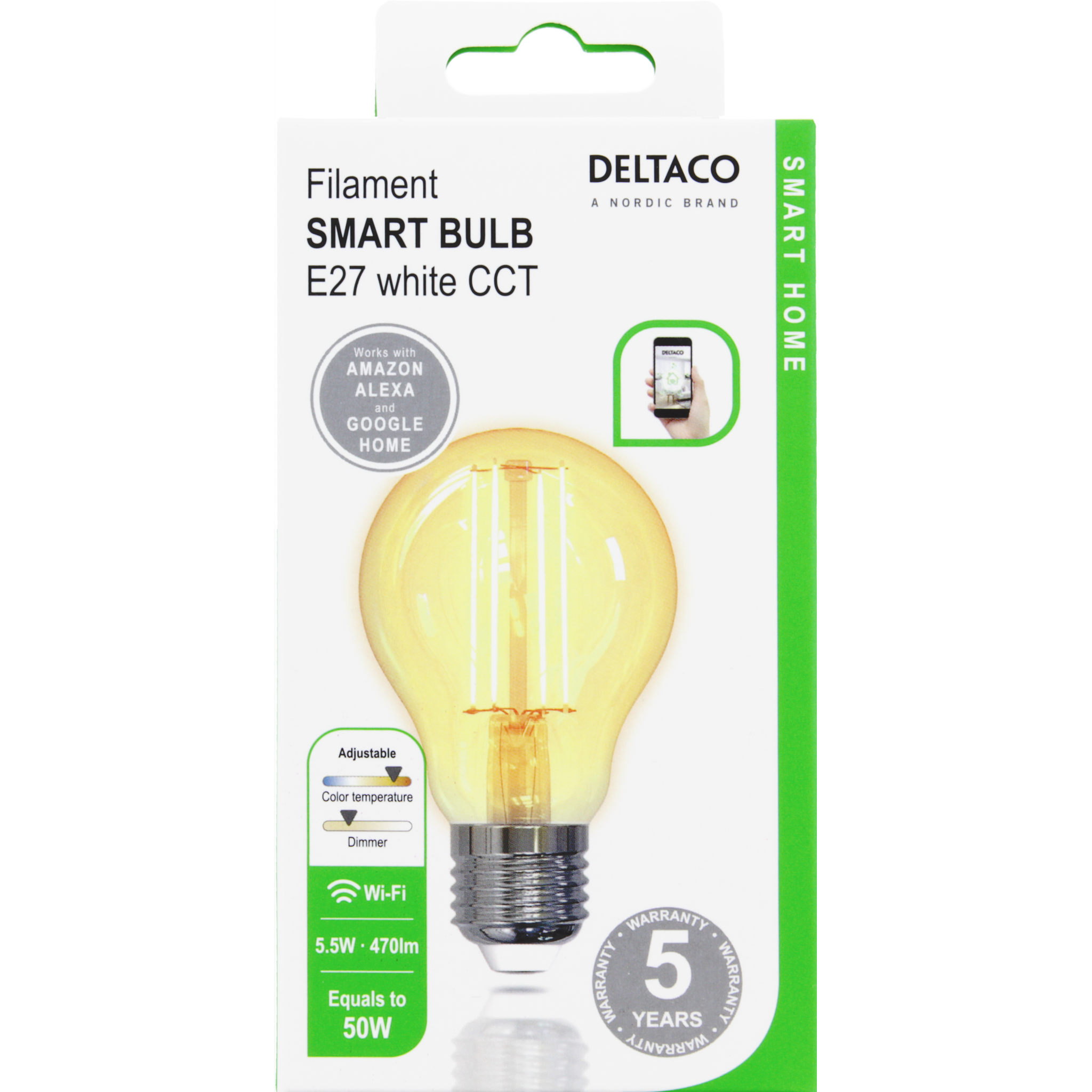 7333048043849 Deltaco SH-LFE27A60 Smart Home LED glødepære E27 Hus & Have,Smart Home,Smart belysning 74600011680 SH-LFE27A60