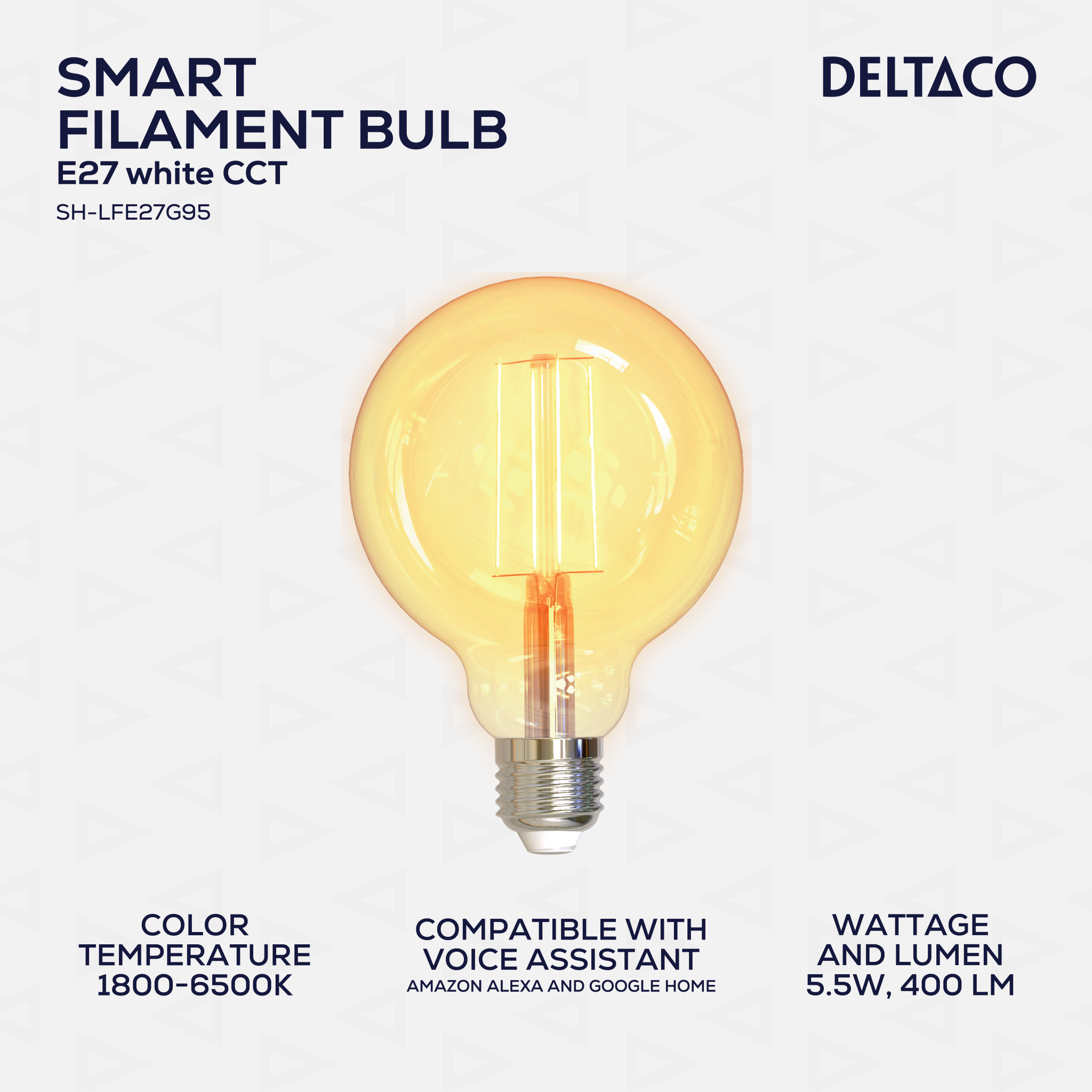 7333048043863 Deltaco SH-LFE27G95 Smart Home LED glødepære E27 Hus & Have,Smart Home,Smart belysning 74600011700 SH-LFE27G95
