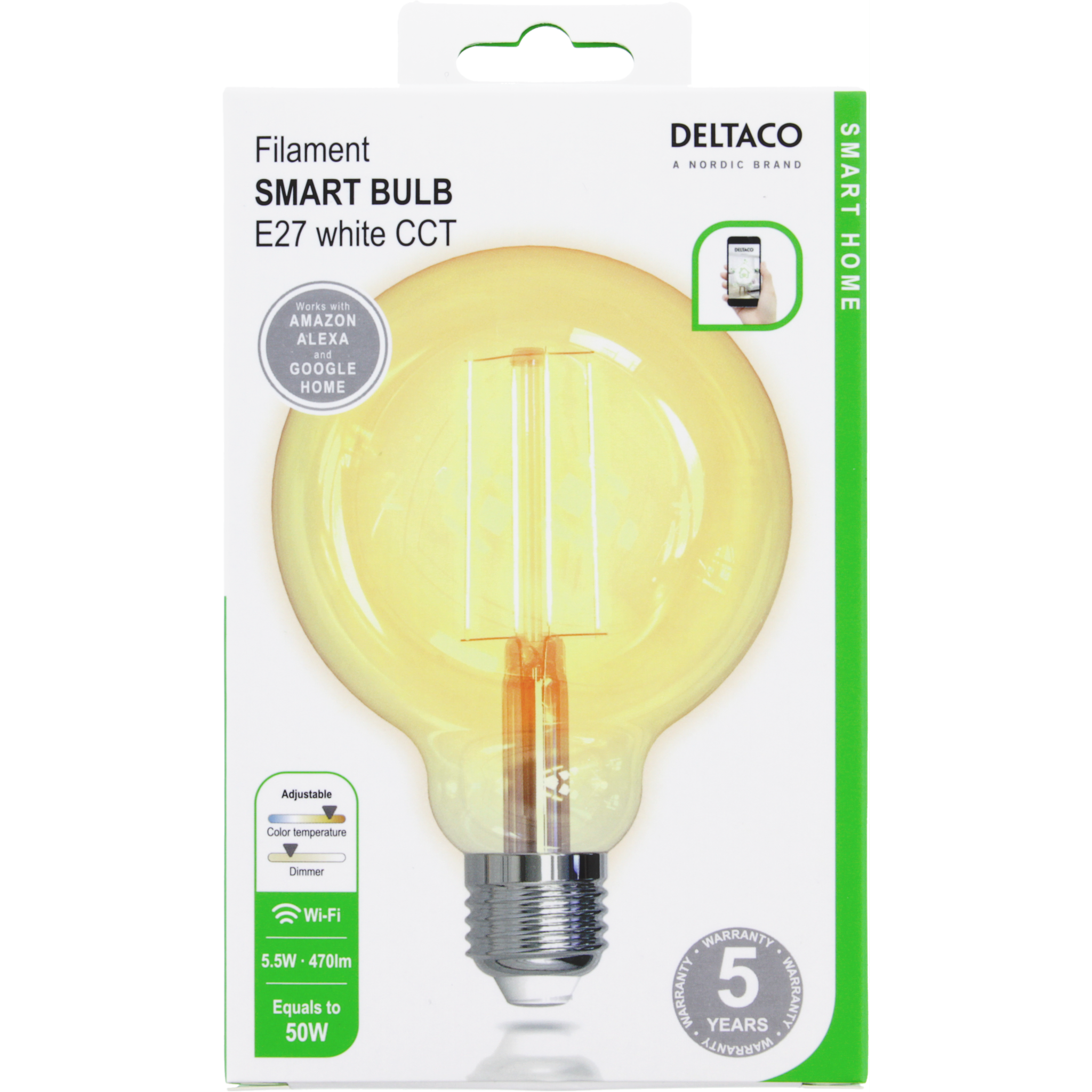 7333048043863 Deltaco SH-LFE27G95 Smart Home LED glødepære E27 Hus & Have,Smart Home,Smart belysning 74600011700 SH-LFE27G95