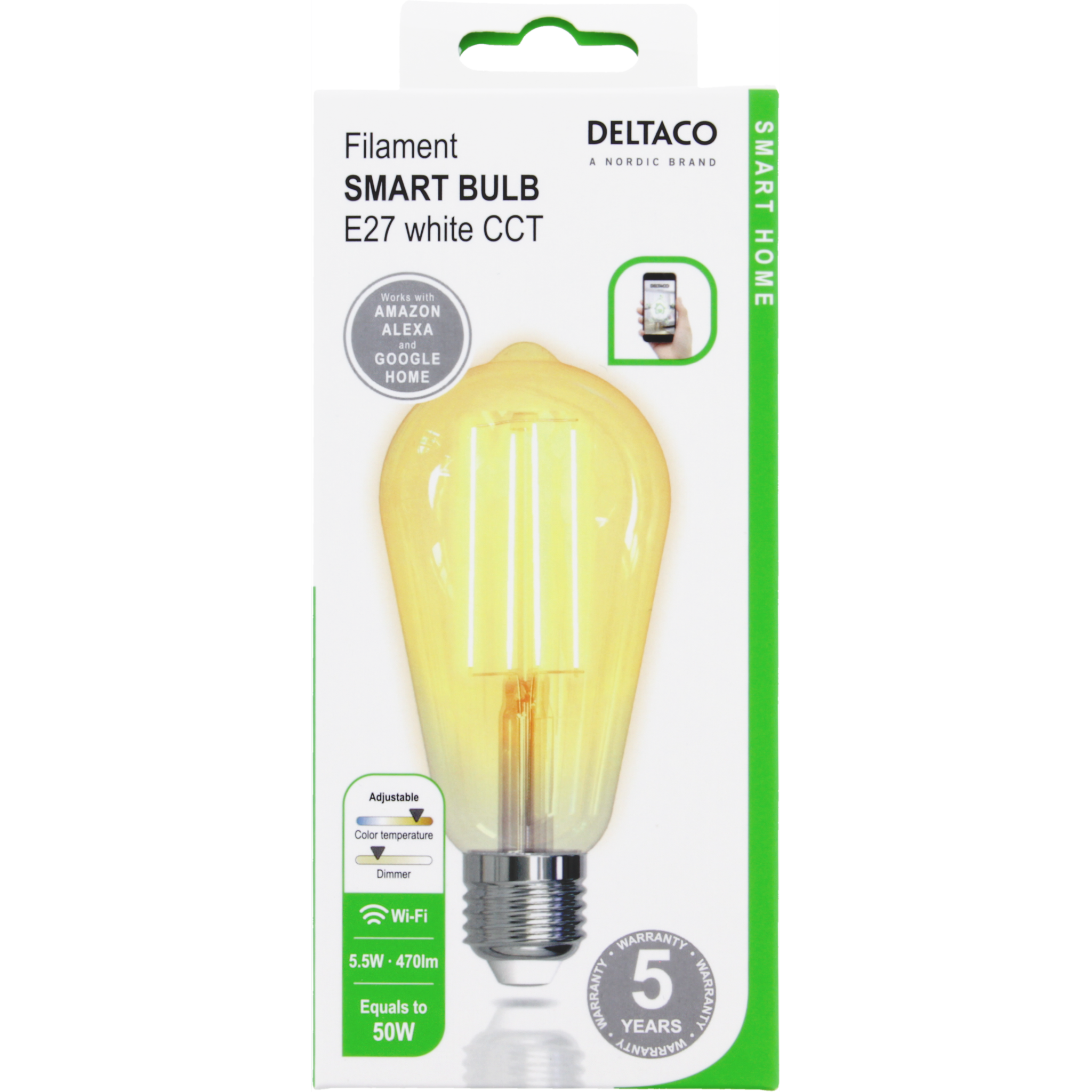 7333048043870 Deltaco SH-LFE27ST64 Smart Home LED glødepære E27 Hus & Have,Smart Home,Smart belysning 74600011710 SH-LFE27ST64