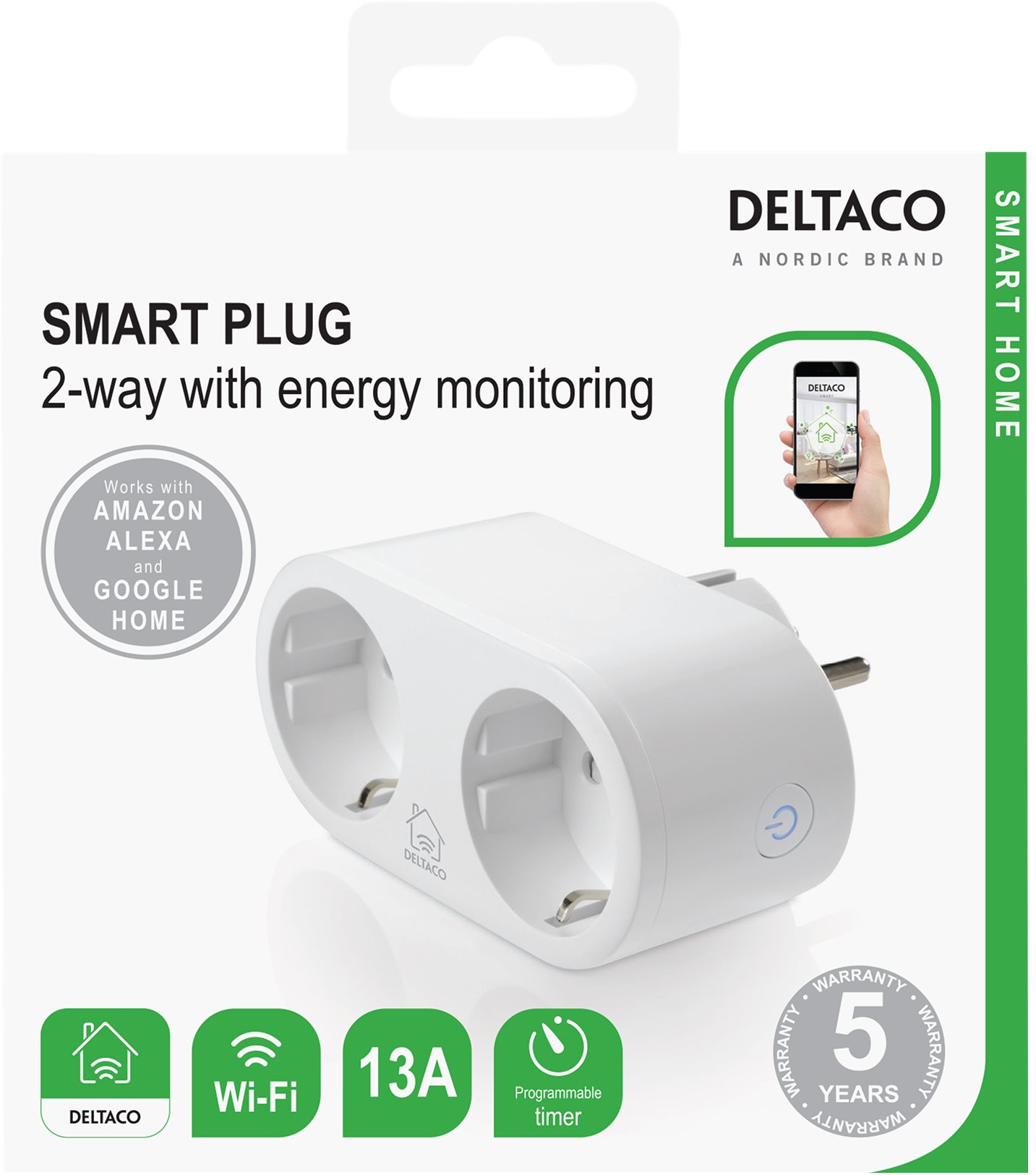 7333048048387 Deltaco SH-P02E Smart Home power switch witvh energy monitor Hus & Have,Smart Home,Strømstyring 74600011780 SH-P02E