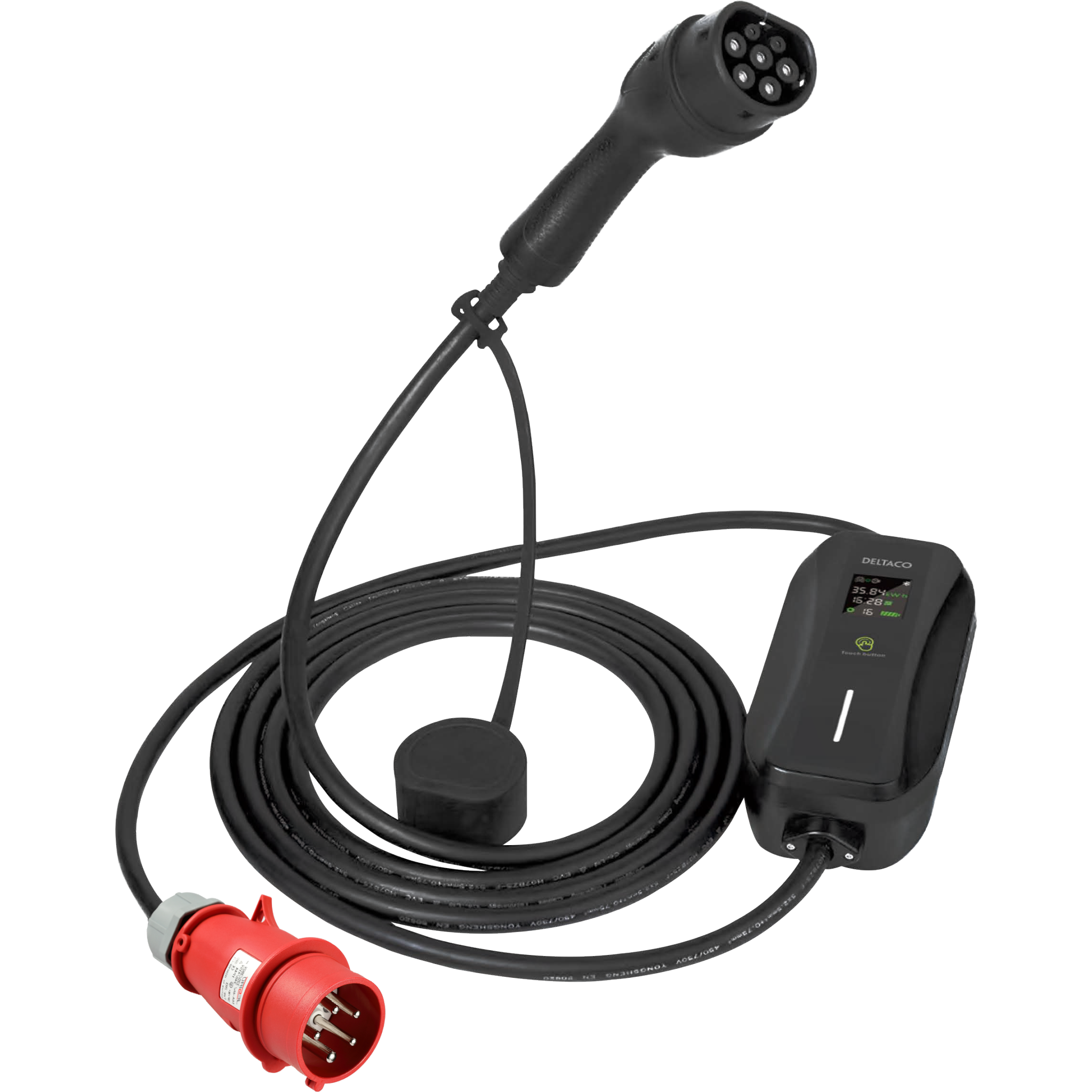7333048056511 Deltaco EV-3226 LED-display type 2, 3 fase, CEE 8-16A, 6M Hus & Have,Elektriske køretøjer,Tilbehør til ladestander 74600011020 EV-3226