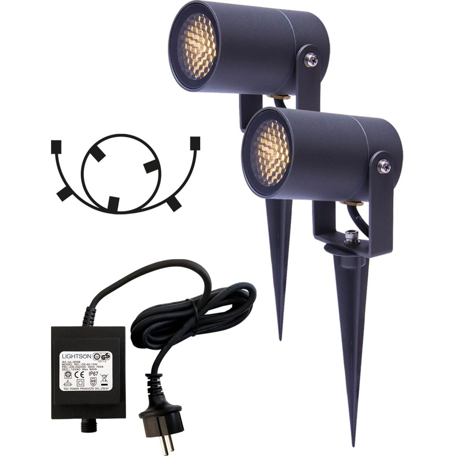 7340110602088 LightsOn Luna startpakke mørkegrå havespot Lamper,Udendørs- lamper,Udendørslamper 2190012166 149023