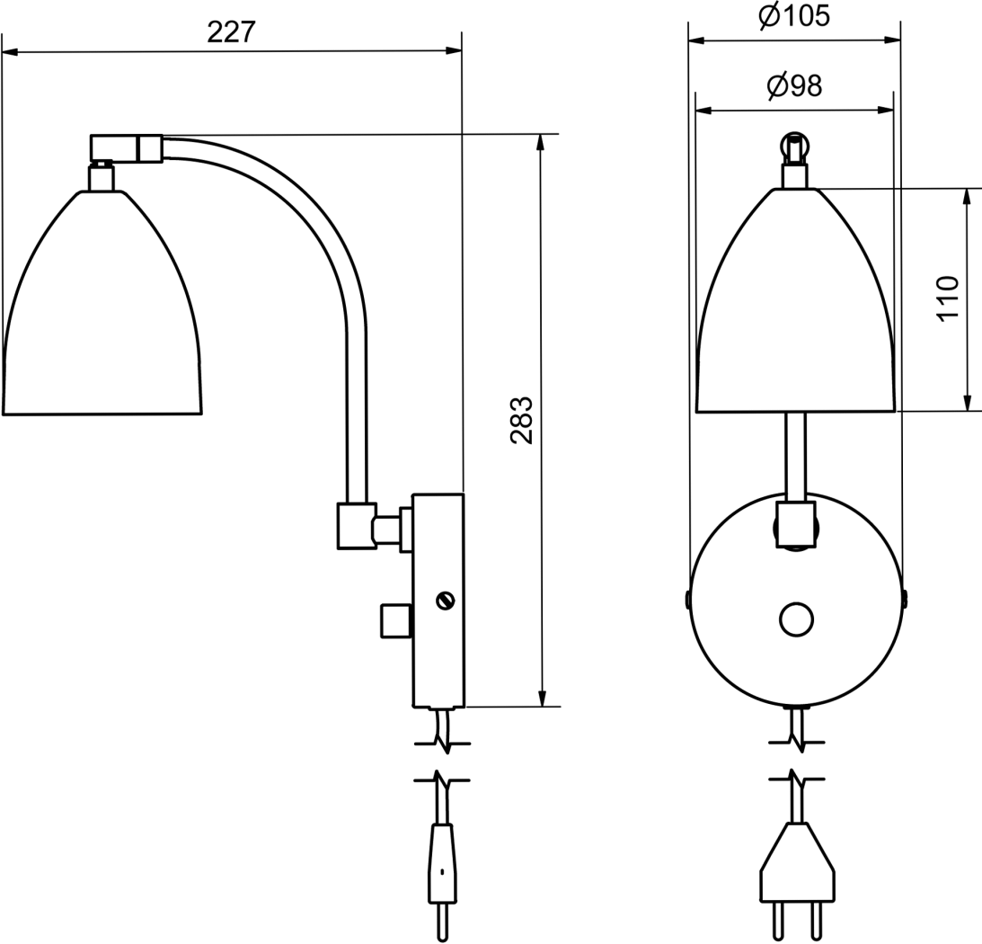 7391534267438 Belid Deluxe 5076 grå/messing - Væglampe Lamper,Væglamper,Væglamper 82400001200 Deluxe 5076 grå/messing