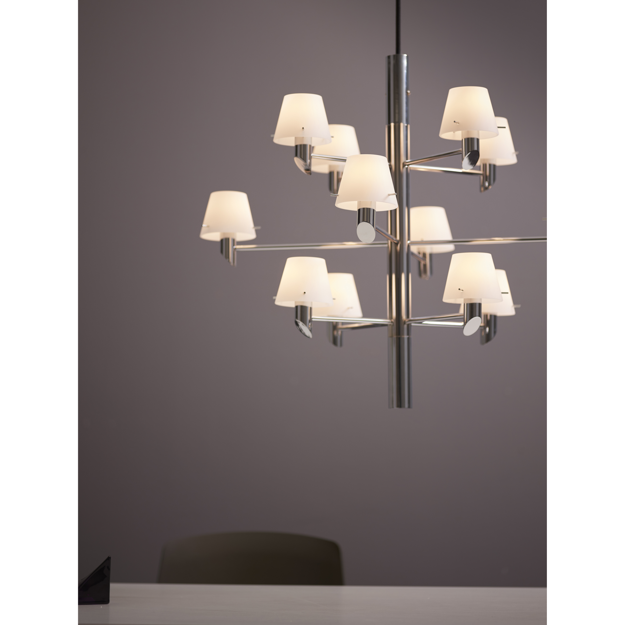 7391534301446 Herstal Gil 12 krom/opal glas lysekrone Lamper,Lysekroner,Lysekroner 82700002350 Gil